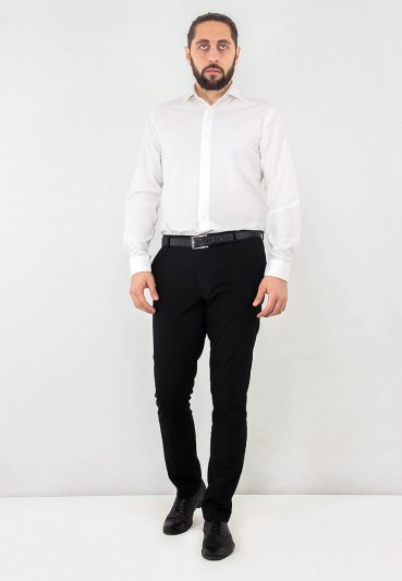 Рубашка с длинным рукавом бежевая полуприталенная