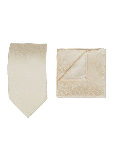Галстук с платком бежевый