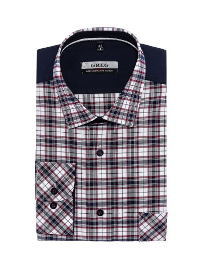 Рубашка с длинным рукавом синяя в клетку