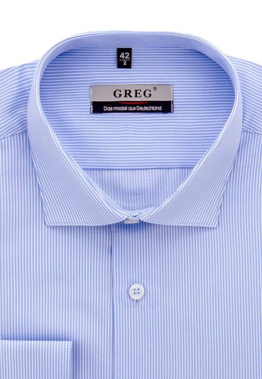 Рубашка с длинным рукавом голубая в полоску
