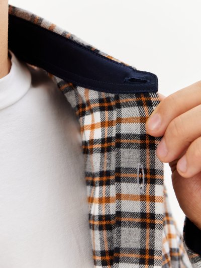 Рубашка с длинным рукавом серая в клетку свободная