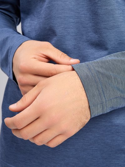 Поло с длинным рукавом синее