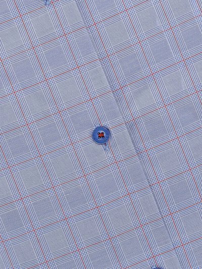 Рубашка с длинным рукавом голубая в клетку прямая