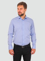 Рубашка с длинным рукавом голубая полуприталенная