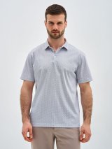 Поло с коротким рукавом серое прямое