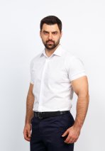 Рубашка с коротким рукавом белая приталенная