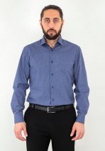 Рубашка с длинным рукавом серая приталенная