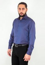 Рубашка с длинным рукавом фиолетовая полуприталенная