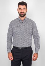 Рубашка с длинным рукавом синяя полуприталенная