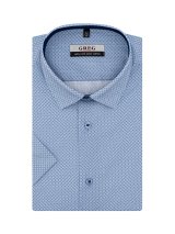 Рубашка с коротким рукавом голубая полуприталенная