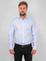 Рубашка с длинным рукавом голубая полуприталенная