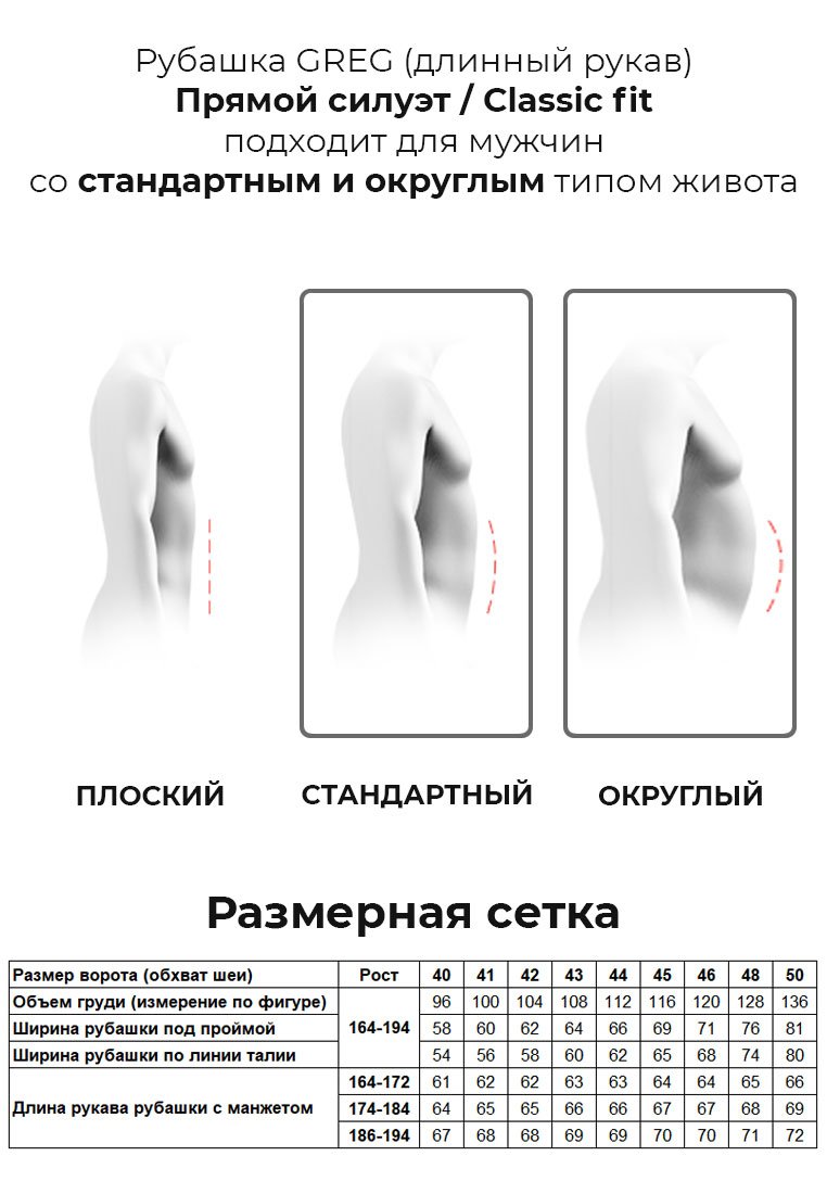 100/191/4290 Сорочка мужская длинный рукав
